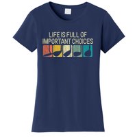 Retro Life Is Full Of Important Choices Vinatge Golf Clubs Gift Funny Golf Women's T-Shirt