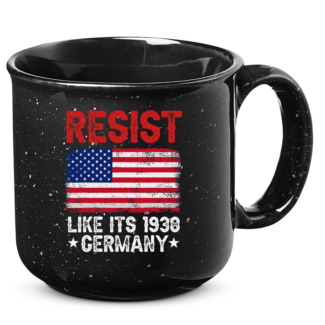 Resist Like Its 1938 Germany Historical Germany USA Flag 15oz Campfire Ceramic Mug