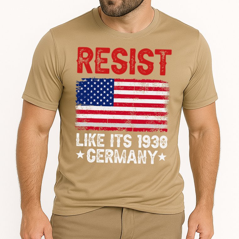 Resist Like Its 1938 Germany Historical Germany USA Flag Cooling Performance Crew T-Shirt