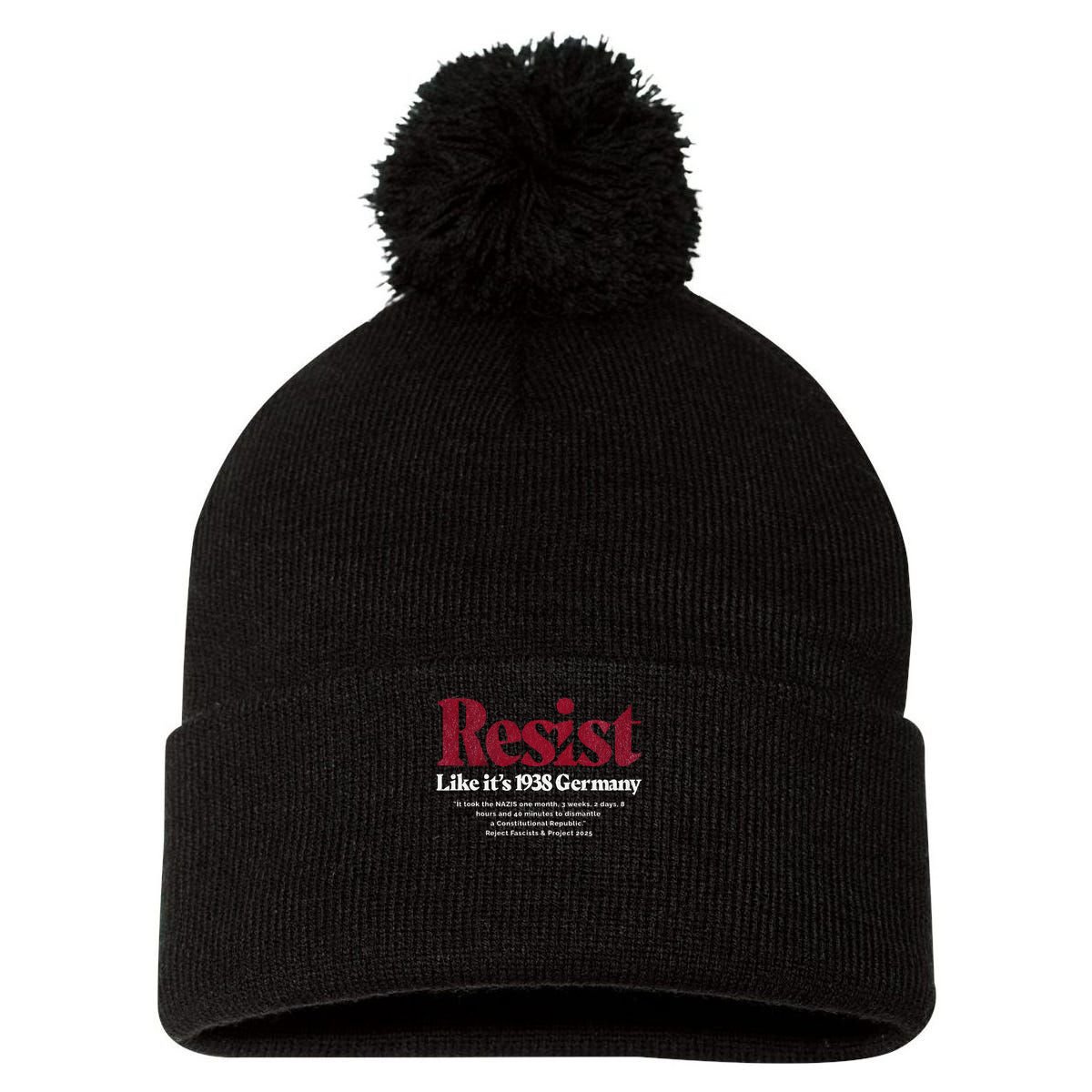 Resist Like Its 1938 Germany Pom Pom 12in Knit Beanie