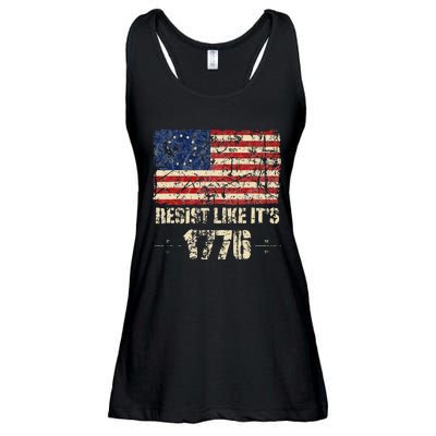 Resist Like It's 1776 American Patriot Conservative Flag Ladies Essential Flowy Tank