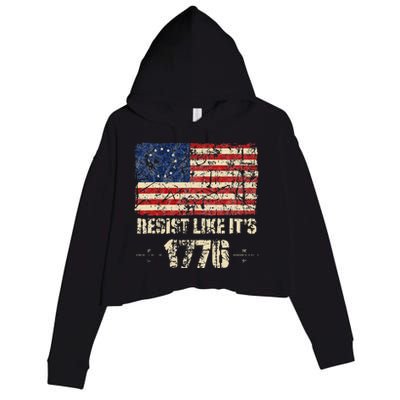 Resist Like It's 1776 American Patriot Conservative Flag Crop Fleece Hoodie