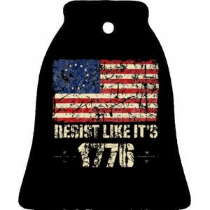 Resist Like It's 1776 American Patriot Conservative Flag Ceramic Bell Ornament