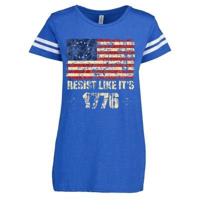 Resist Like It's 1776 American Patriot Conservative Flag Enza Ladies Jersey Football T-Shirt