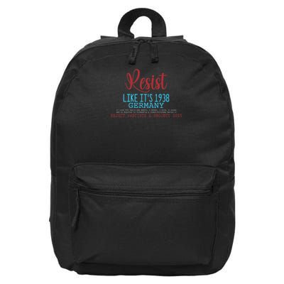 Resist Like Its 1938 Germany 16 in Basic Backpack