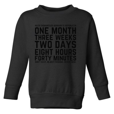 Resist Like Its 1938 Germany Reject Fascism Resist Now Toddler Sweatshirt