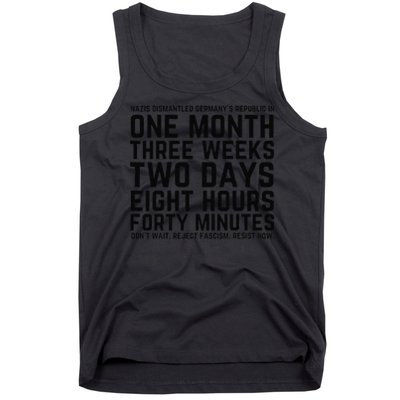 Resist Like Its 1938 Germany Reject Fascism Resist Now Tank Top