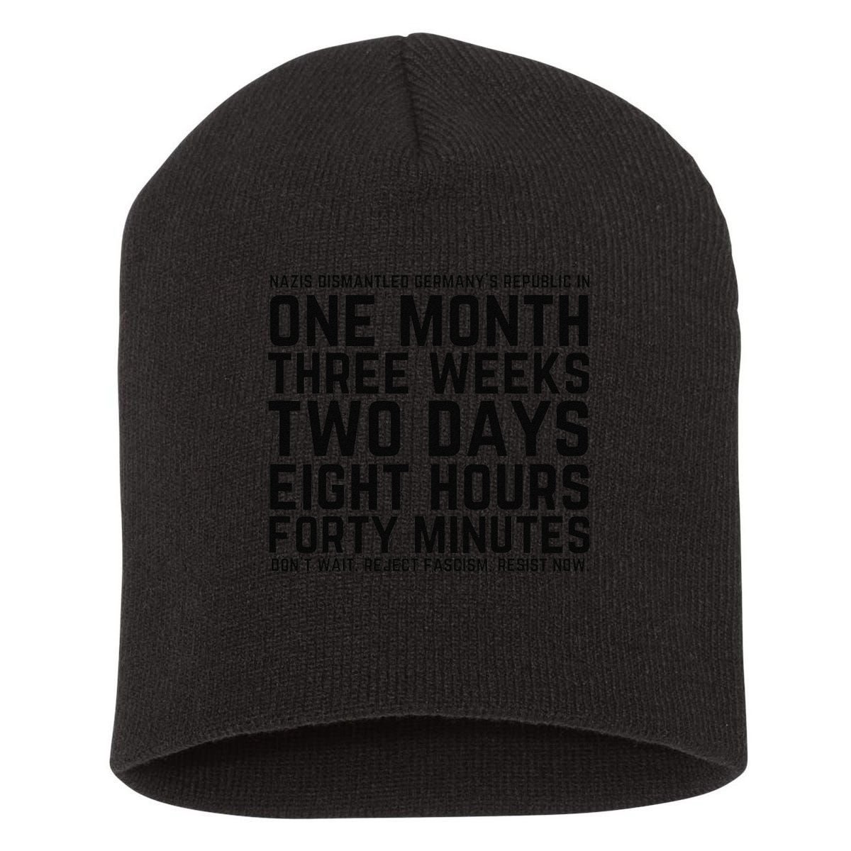 Resist Like Its 1938 Germany Reject Fascism Resist Now Short Acrylic Beanie