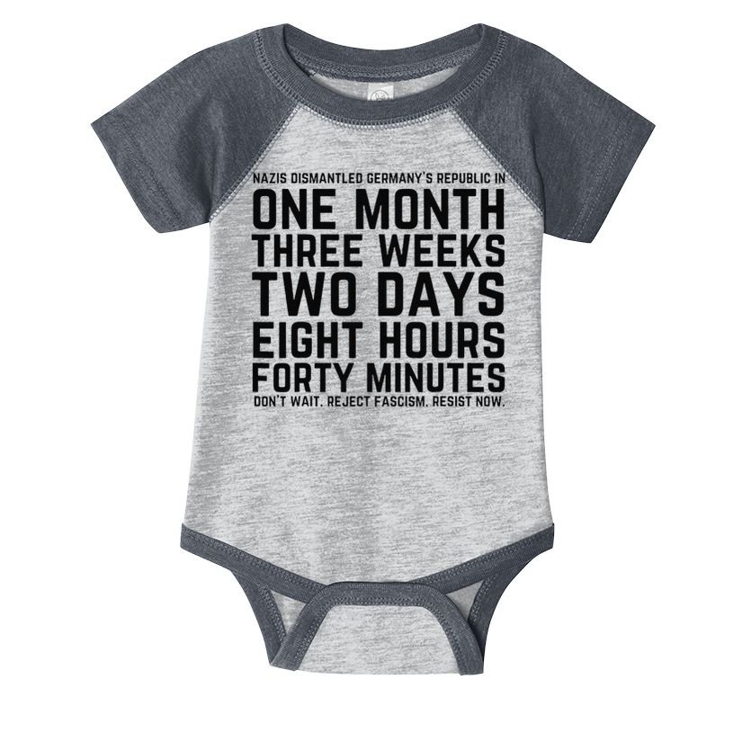 Resist Like Its 1938 Germany Reject Fascism Resist Now Infant Baby Jersey Bodysuit