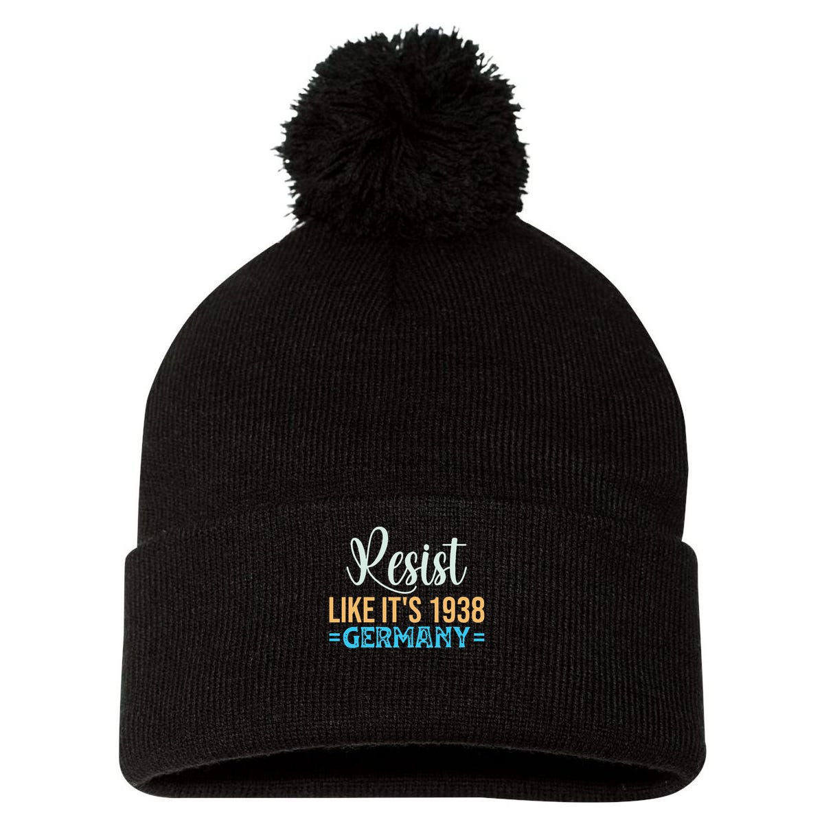 Resist Like Its 1938 Germany Pom Pom 12in Knit Beanie