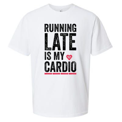 Running Late Is My Cardio Funny Excercise Pun Sueded Cloud Jersey T-Shirt