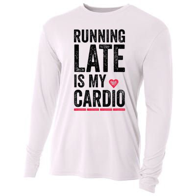 Running Late Is My Cardio Funny Excercise Pun Cooling Performance Long Sleeve Crew