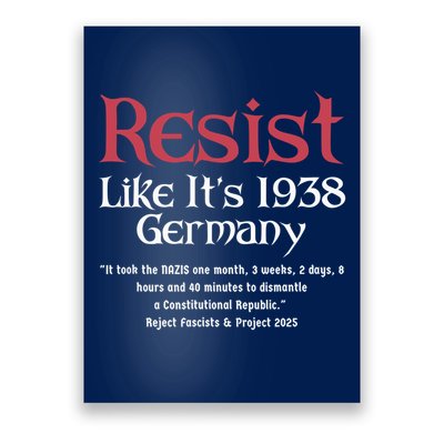 Resist Like It'S 1938 Germany Retro Poster