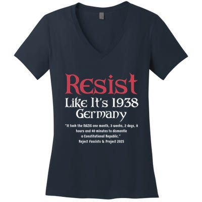 Resist Like It'S 1938 Germany Retro Women's V-Neck T-Shirt