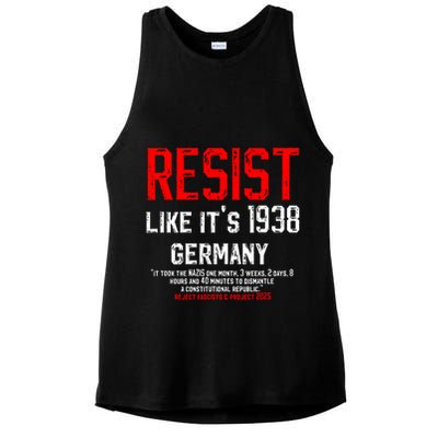 Resist like it's 1938 Germany Reject Fascism Project 2025 Ladies PosiCharge Tri-Blend Wicking Tank