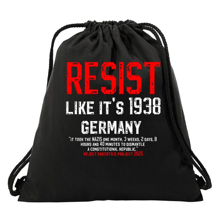 Resist like it's 1938 Germany Reject Fascism Project 2025 Drawstring Bag