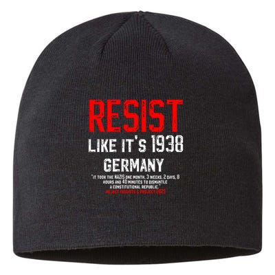 Resist like it's 1938 Germany Reject Fascism Project 2025 Sustainable Beanie