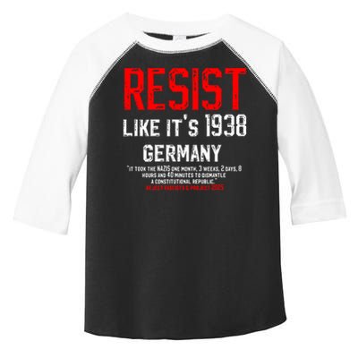 Resist like it's 1938 Germany Reject Fascism Project 2025 Toddler Fine Jersey T-Shirt