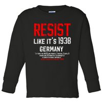 Resist like it's 1938 Germany Reject Fascism Project 2025 Toddler Long Sleeve Shirt