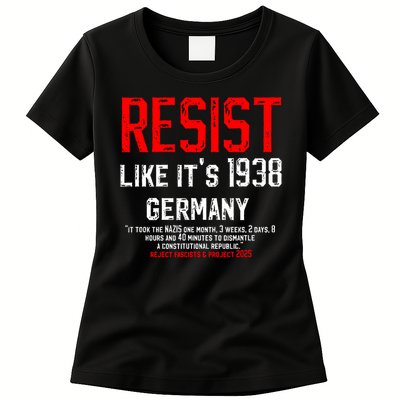 Resist like it's 1938 Germany Reject Fascism Project 2025 Womens T-Shirt