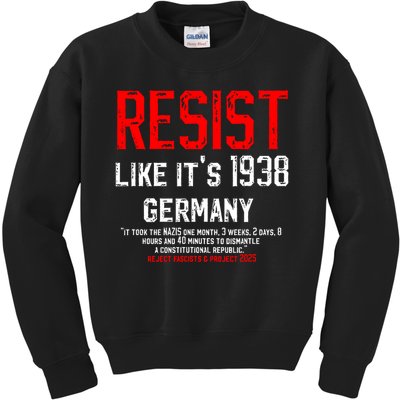 Resist like it's 1938 Germany Reject Fascism Project 2025 Kids Sweatshirt
