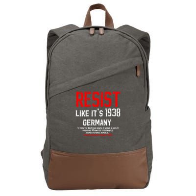 Resist like it's 1938 Germany Reject Fascism Project 2025 Cotton Canvas Backpack