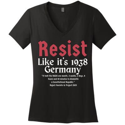 Resist Like It's 1938 Germany Women's V-Neck T-Shirt