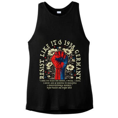 Resist Like It's 1938 Germany Floral Boho Funny Retro Ladies PosiCharge Tri-Blend Wicking Tank