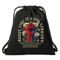 Resist Like It's 1938 Germany Floral Boho Funny Retro Drawstring Bag