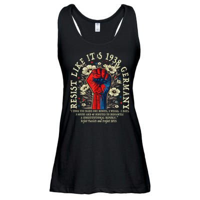 Resist Like It's 1938 Germany Floral Boho Funny Retro Ladies Essential Flowy Tank