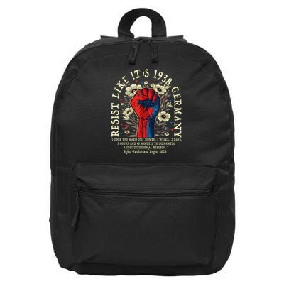 Resist Like It's 1938 Germany Floral Boho Funny Retro 16 in Basic Backpack