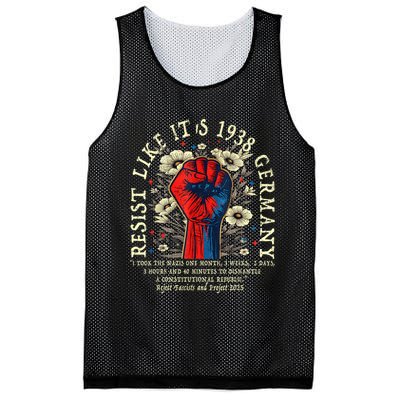 Resist Like It's 1938 Germany Floral Boho Funny Retro Mesh Reversible Basketball Jersey Tank