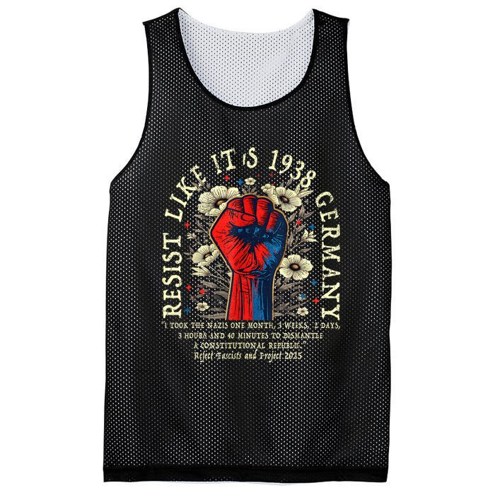Resist Like It's 1938 Germany Floral Boho Funny Retro Mesh Reversible Basketball Jersey Tank