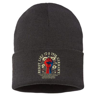 Resist Like It's 1938 Germany Floral Boho Funny Retro Sustainable Knit Beanie