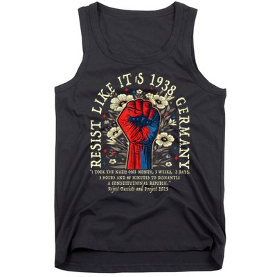 Resist Like It's 1938 Germany Floral Boho Funny Retro Tank Top