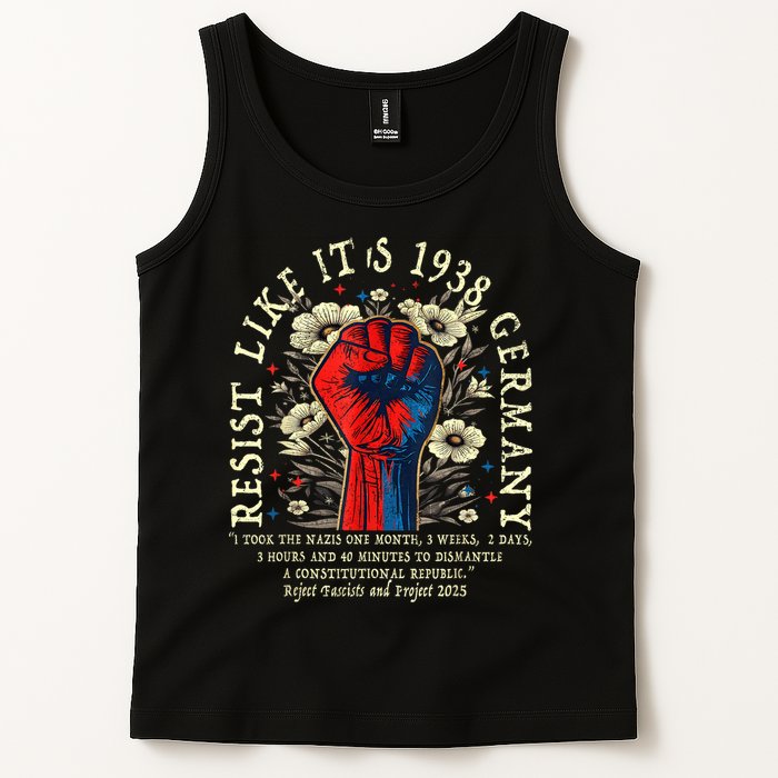 Resist Like It's 1938 Germany Floral Boho Funny Retro Tank Top