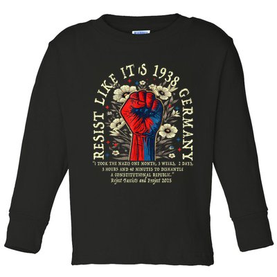 Resist Like It's 1938 Germany Floral Boho Funny Retro Toddler Long Sleeve Shirt