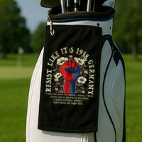 Resist Like It's 1938 Germany Floral Boho Funny Retro Golf Towel