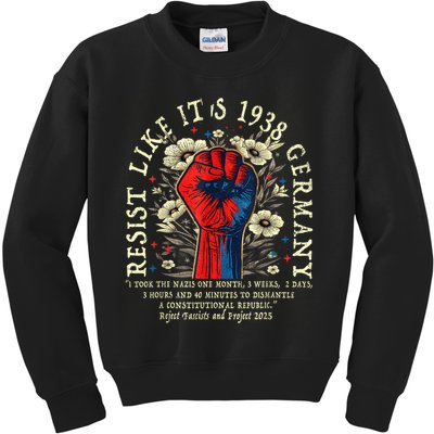 Resist Like It's 1938 Germany Floral Boho Funny Retro Kids Sweatshirt
