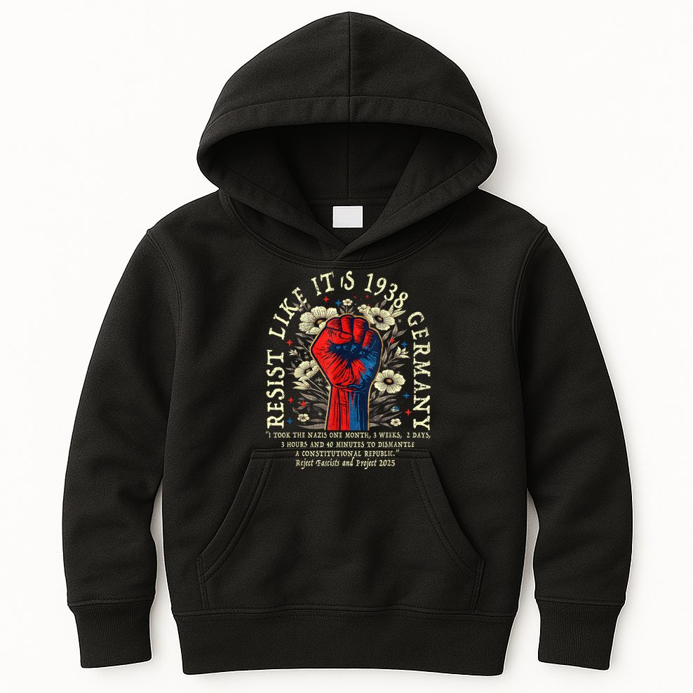 Resist Like It's 1938 Germany Floral Boho Funny Retro Kids Hoodie