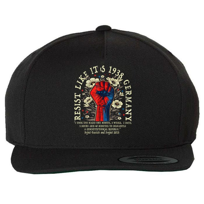 Resist Like It's 1938 Germany Floral Boho Funny Retro Wool Snapback Cap
