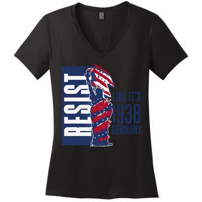 Resist Like Its 1938 Germany Reject Fascists  Project Women's V-Neck T-Shirt