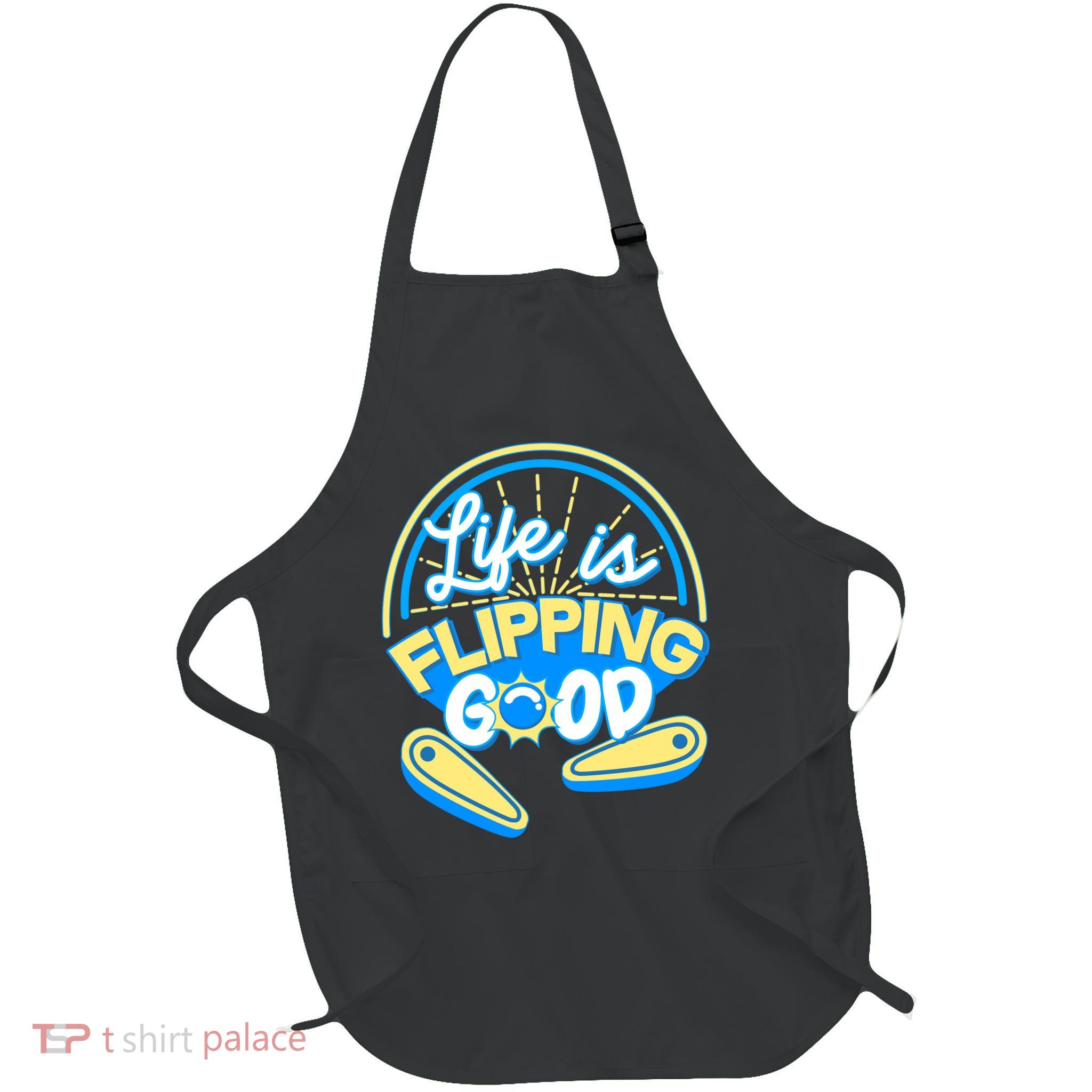 Retro Life Is Flipping Good Pinball Game Fan Full-Length Apron With Pockets