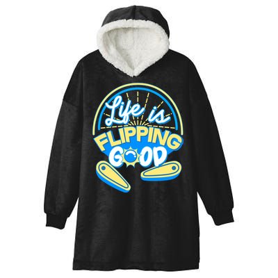 Retro Life Is Flipping Good Pinball Game Fan Hooded Wearable Blanket