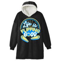 Retro Life Is Flipping Good Pinball Game Fan Hooded Wearable Blanket