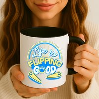 Retro Life Is Flipping Good Pinball Game Fan Mug
