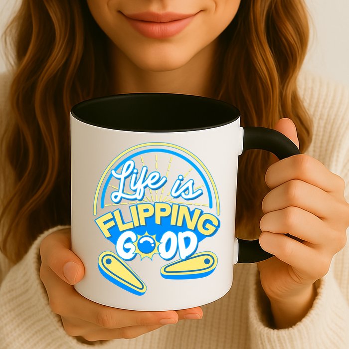 Retro Life Is Flipping Good Pinball Game Fan Mug