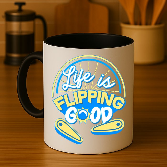 Retro Life Is Flipping Good Pinball Game Fan Mug