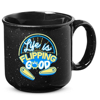 Retro Life Is Flipping Good Pinball Game Fan 15oz Campfire Ceramic Mug