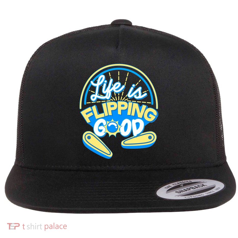 Retro Life Is Flipping Good Pinball Game Fan Flatbill Hat